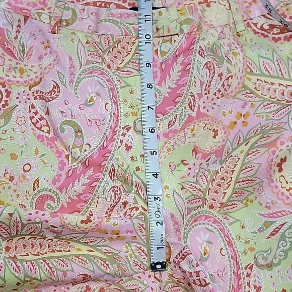 Charter Club Golf Size 10 Pistachio Green and Pink Paisley Ankle Length Pants - Picture 8 of 12